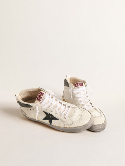 Mid Star with green metallic leather star and white flash - Golden Goose Men