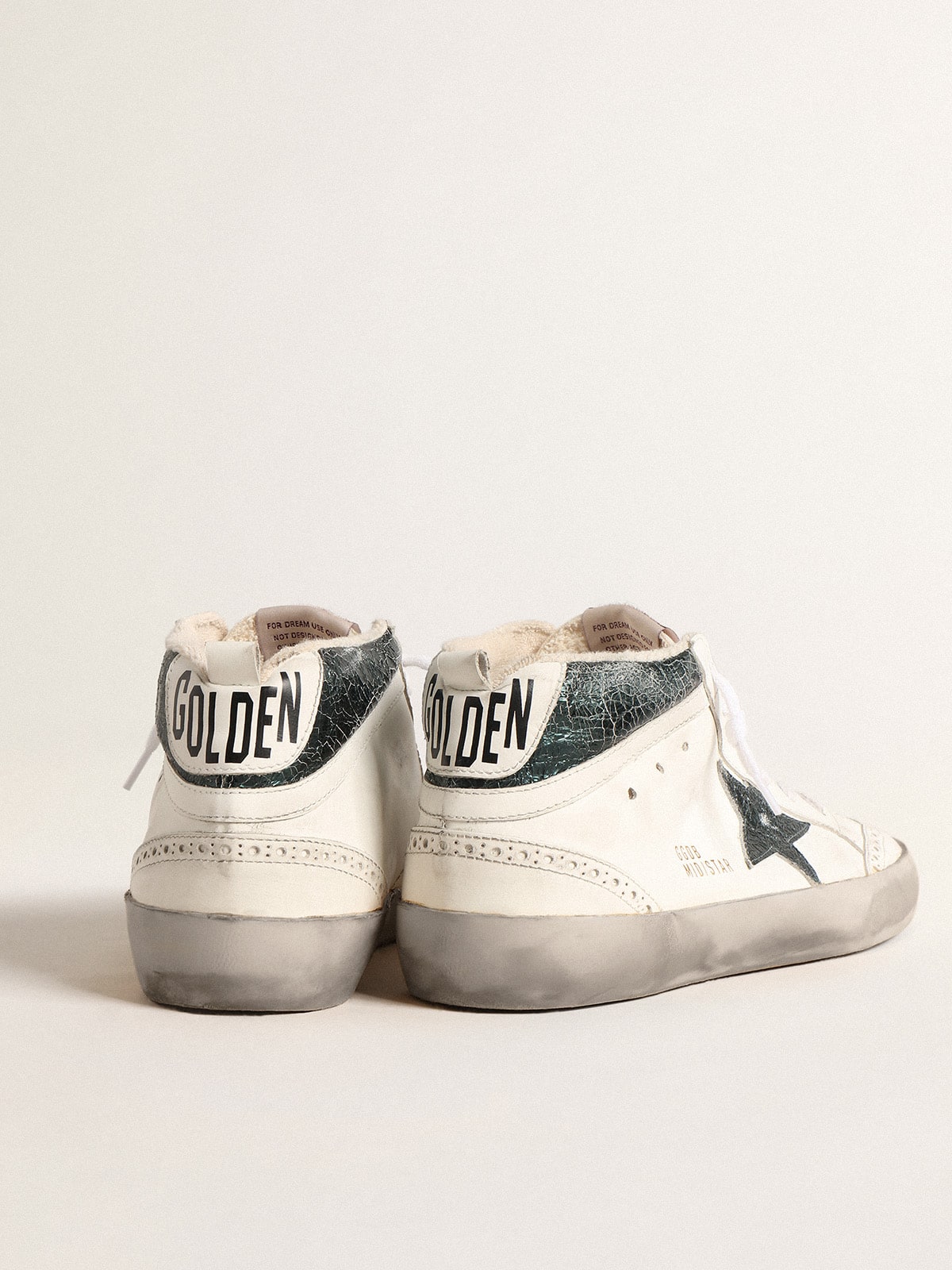 Mid Star with green metallic leather star and white flash - Golden Goose Men