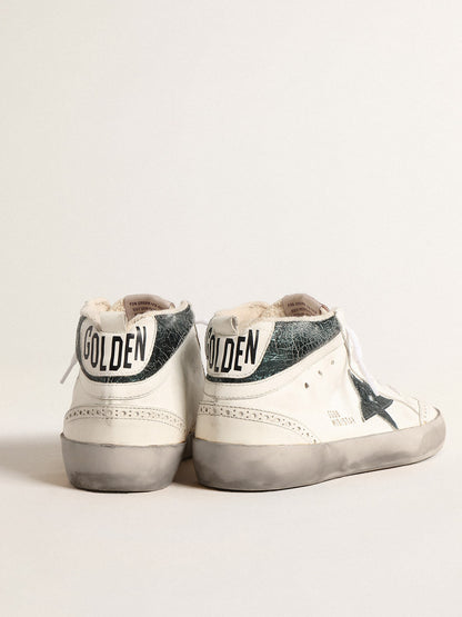 Mid Star with green metallic leather star and white flash - Golden Goose Men