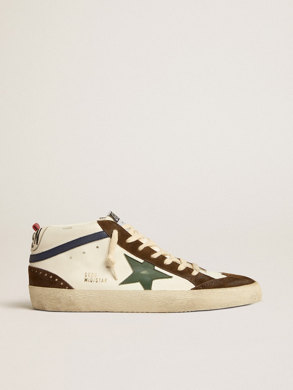 Mid Star with green leather star and blue leather flash - Golden Goose Men