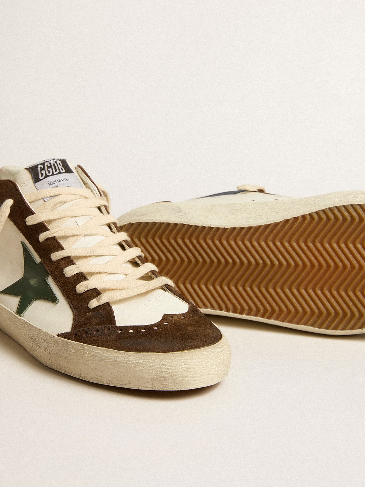 Mid Star with green leather star and blue leather flash - Golden Goose Men