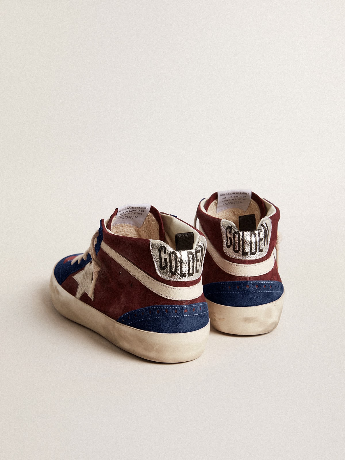 Men's Mid Star in wine-red suede with white nappa star and flash - Golden Goose Men