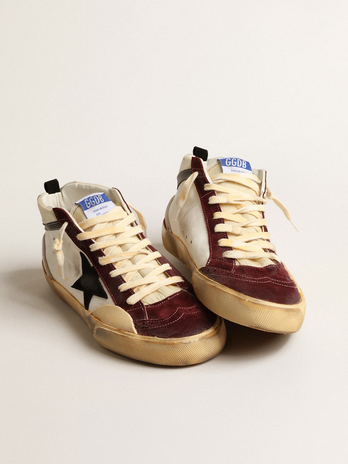 Mid Star in nappa with black suede star and wine-red inserts - Golden Goose Men