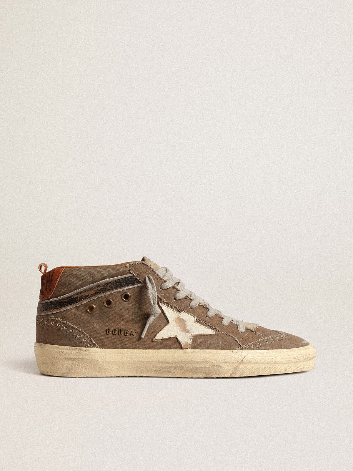 Mid Star in green canvas with leather star and black flash - Golden Goose Men