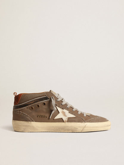 Mid Star in green canvas with leather star and black flash - Golden Goose Men