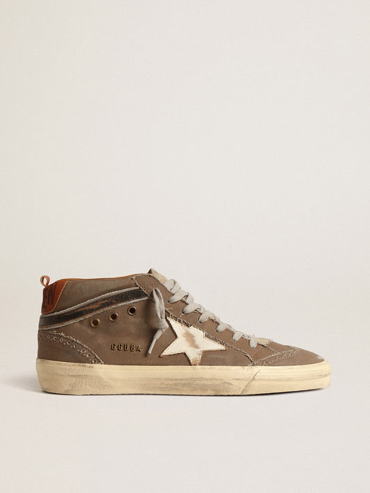 Mid Star in green canvas with leather star and black flash - Golden Goose Men