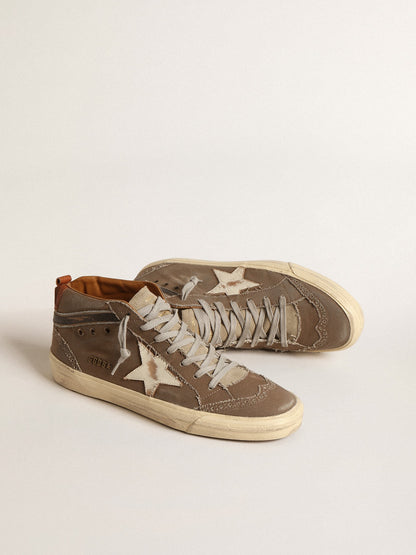 Mid Star in green canvas with leather star and black flash - Golden Goose Men