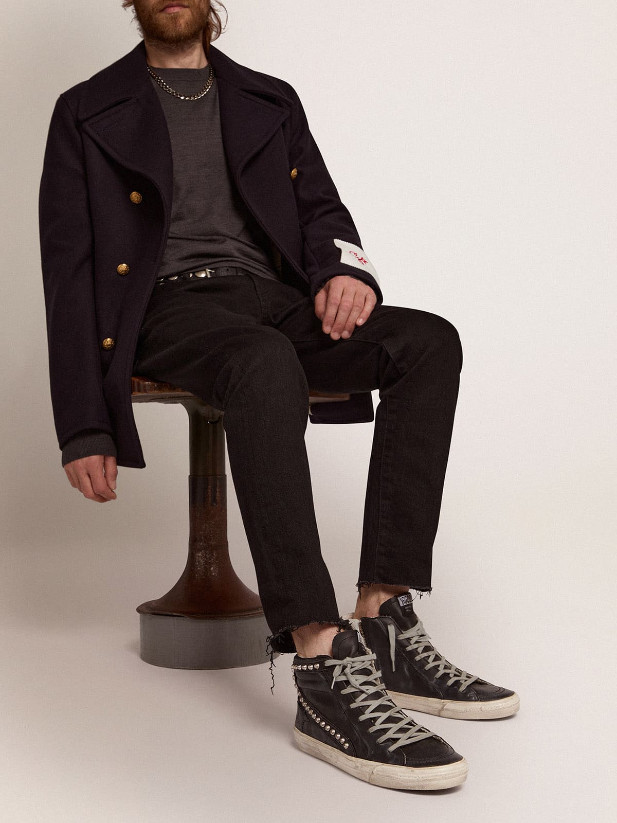 Men's Slide black with studs - Golden Goose Men