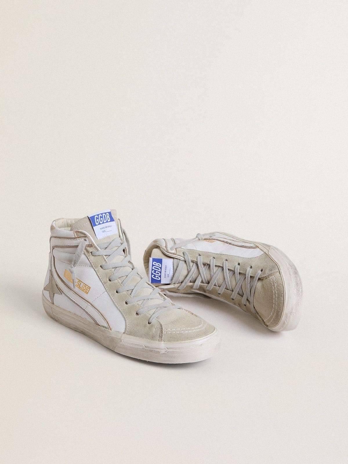 Men's Slide in leather with suede details - Golden Goose Men