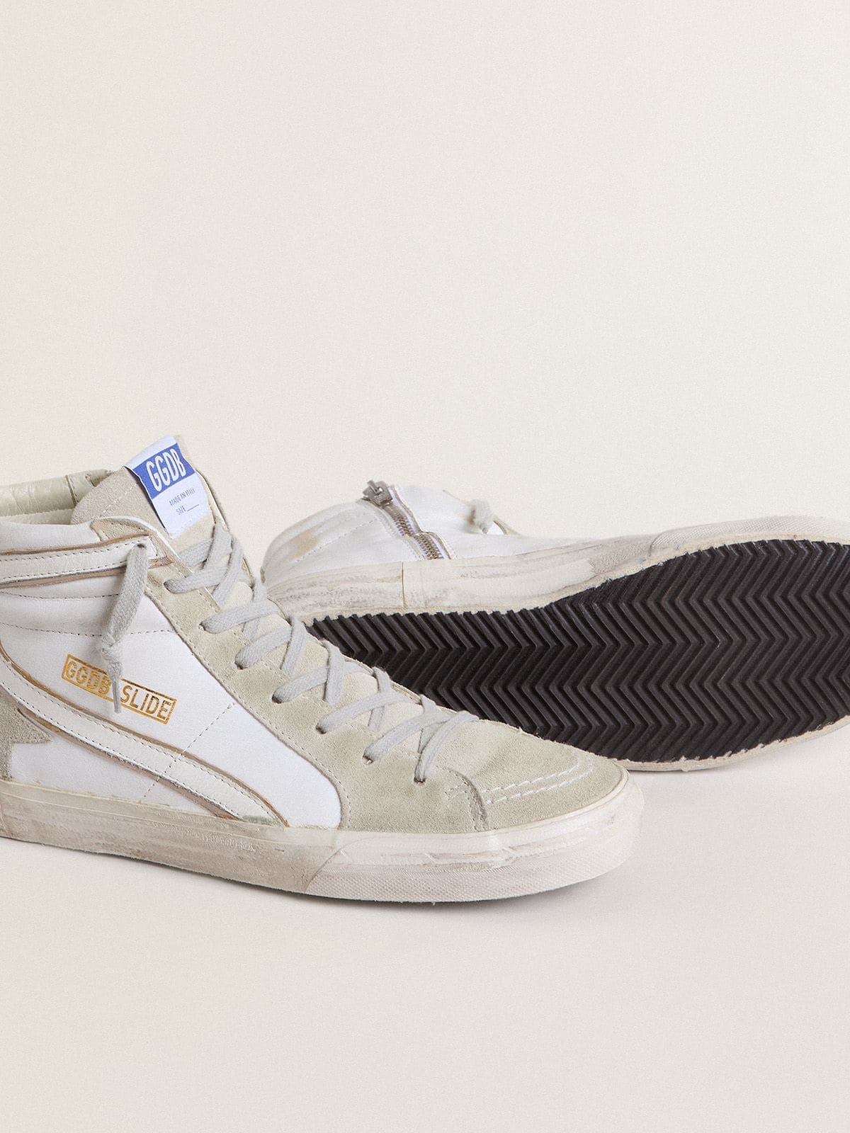 Men's Slide in leather with suede details - Golden Goose Men