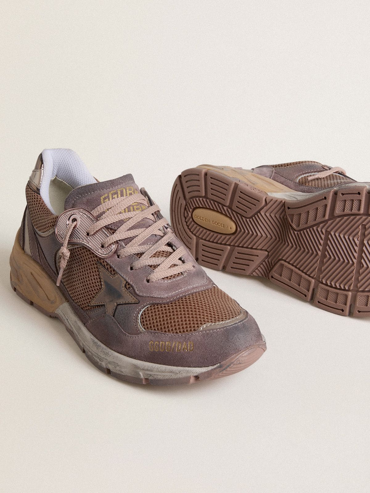 Men's Dad-Star in lilac suede and mesh with laminated leather star and heel tab - Golden Goose Men