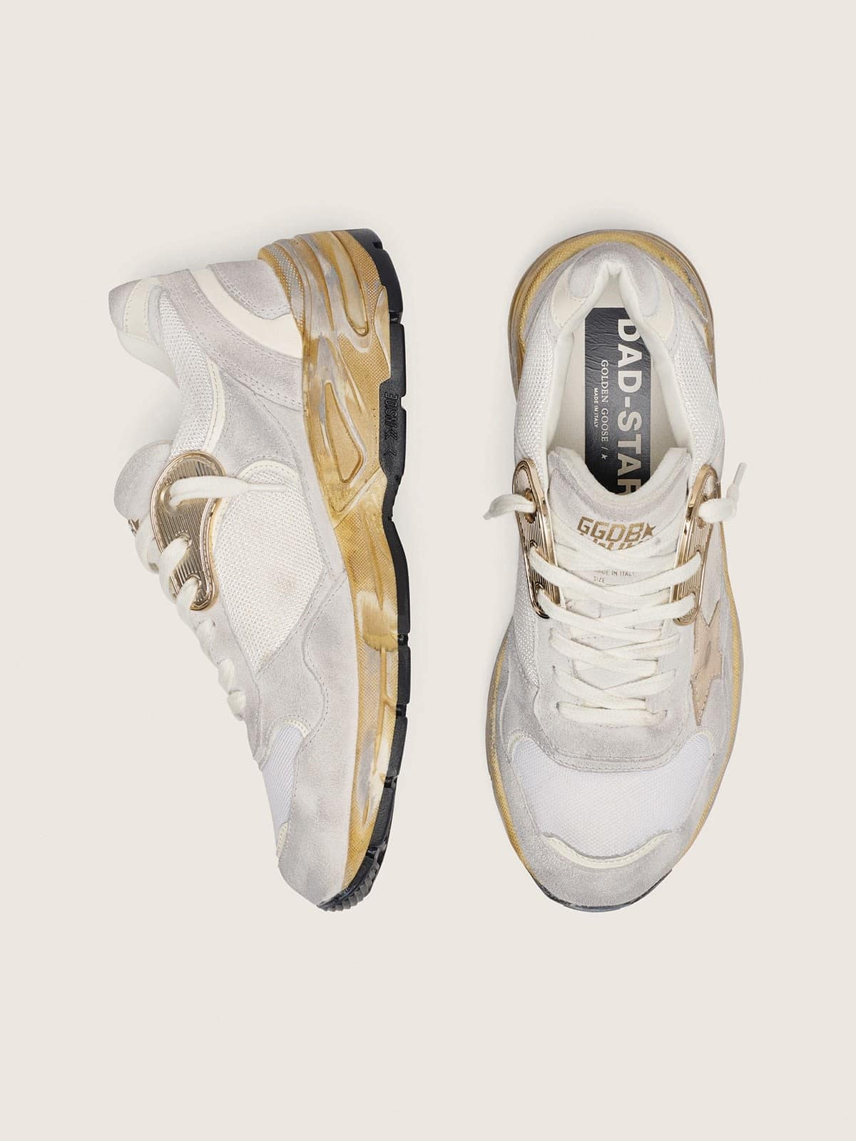 Men's Dad-Star in mesh and white suede with gold foiled leather star - Golden Goose Men