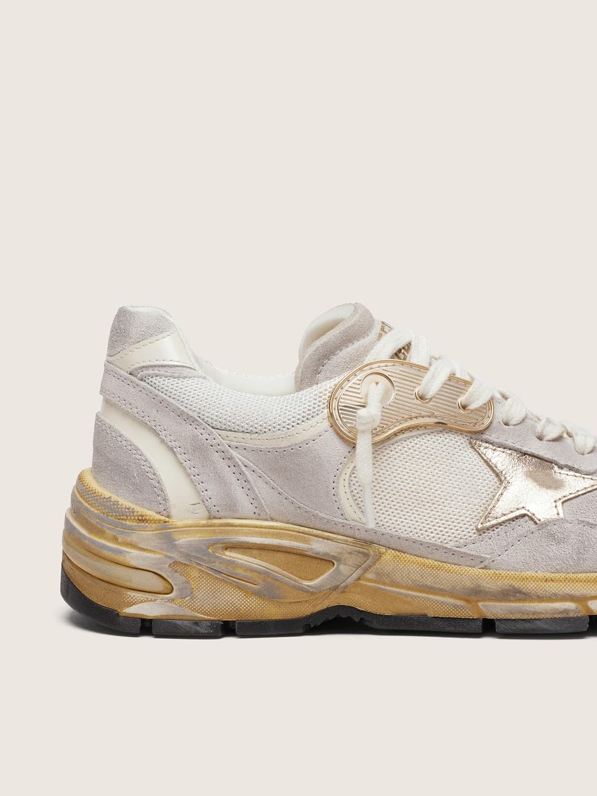 Men's Dad-Star in mesh and white suede with gold foiled leather star - Golden Goose Men