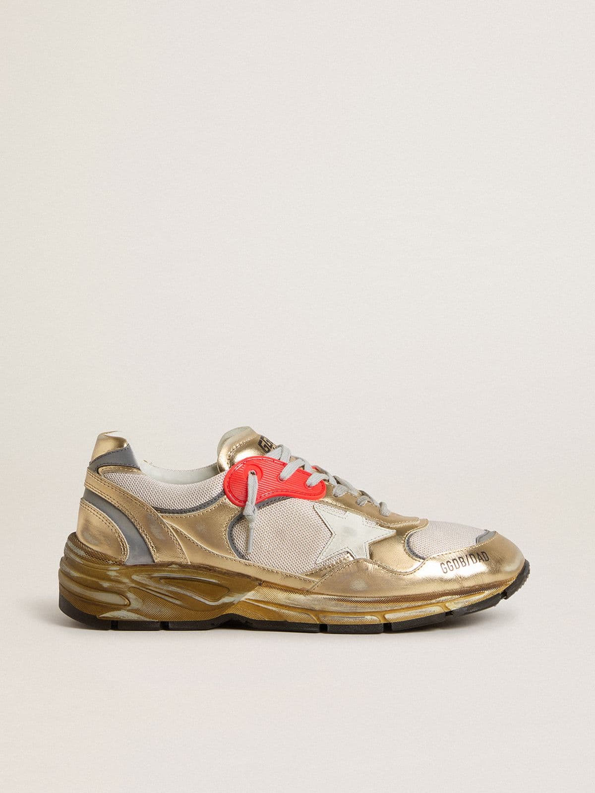 Men's Dad-Star in mesh and gold foiled leather with white leather star - Golden Goose Men