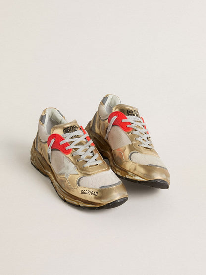 Men's Dad-Star in mesh and gold foiled leather with white leather star - Golden Goose Men