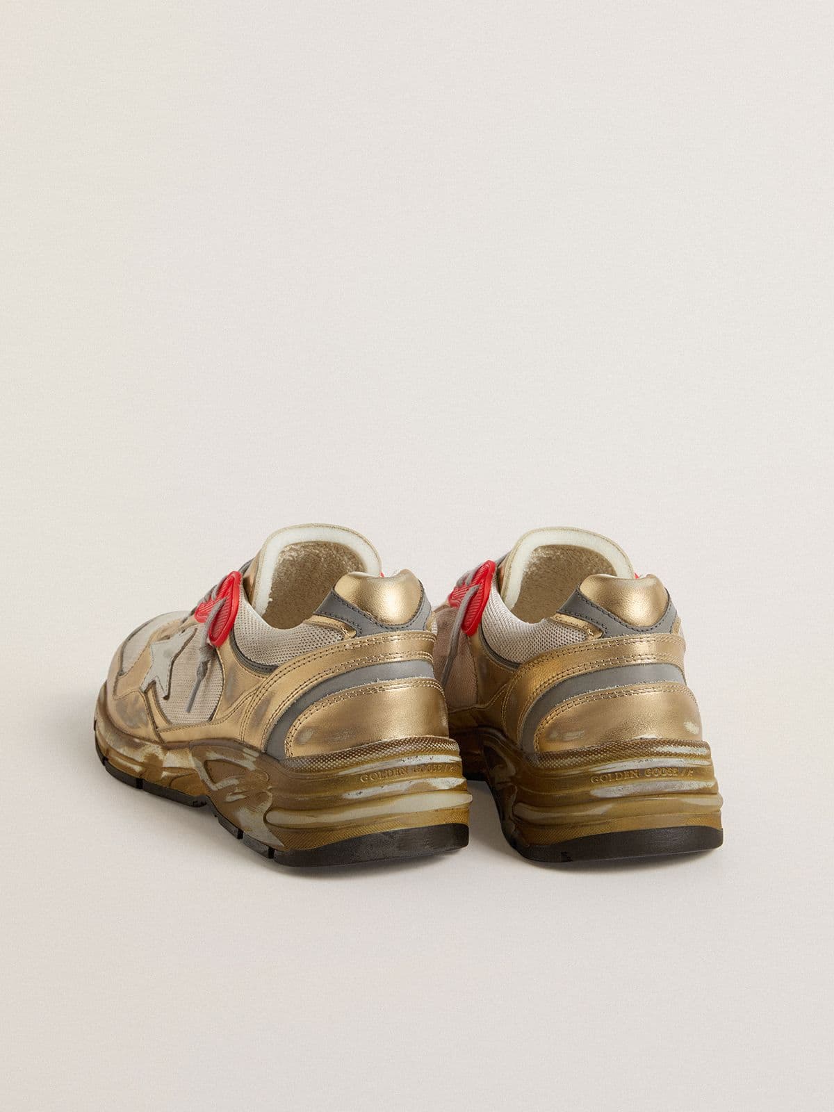 Men's Dad-Star in mesh and gold foiled leather with white leather star - Golden Goose Men