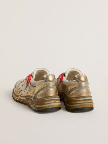 Men's Dad-Star in mesh and gold foiled leather with white leather star - Golden Goose Men