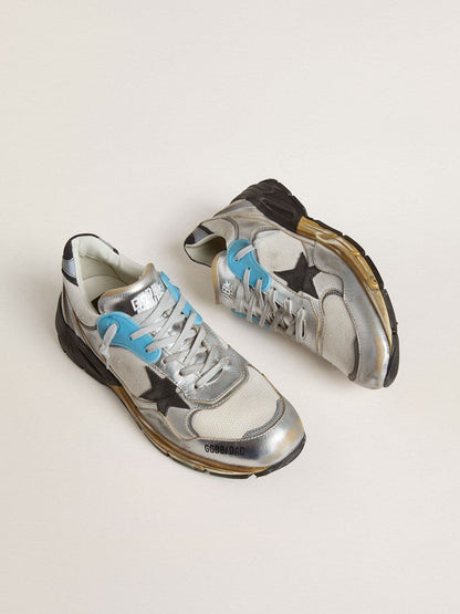 Men's Dad-Star in mesh and silver foiled leather with black leather star - Golden Goose Men