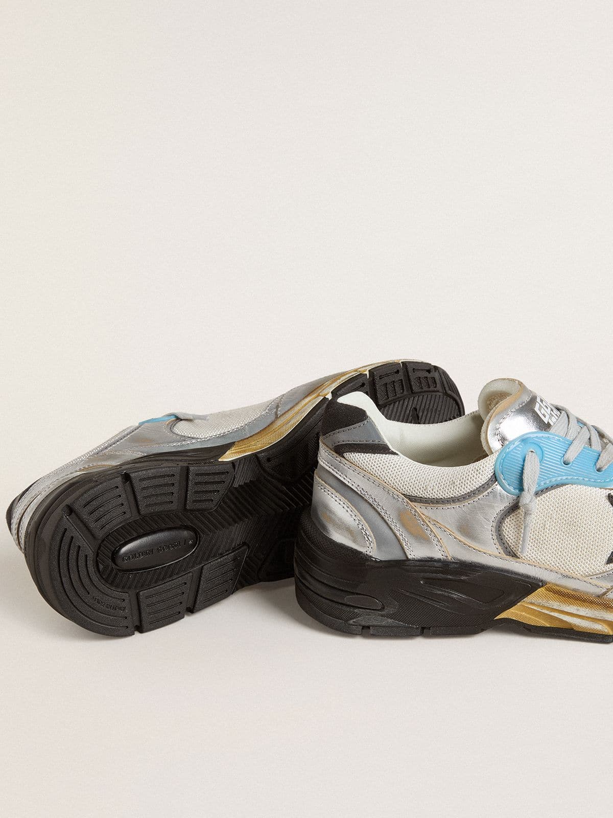 Men's Dad-Star in mesh and silver foiled leather with black leather star - Golden Goose Men