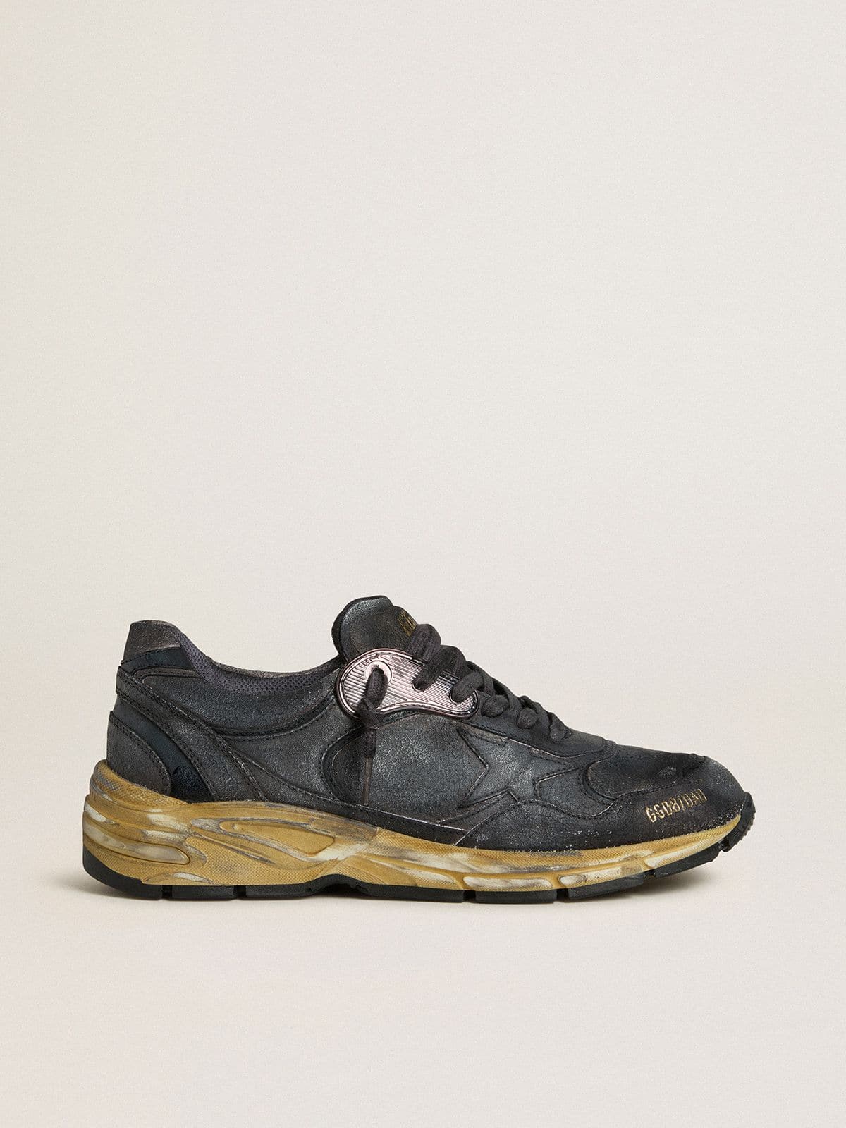 Men's Dad-Star in black naplak and crackle leather with black star and heel tab - Golden Goose Men