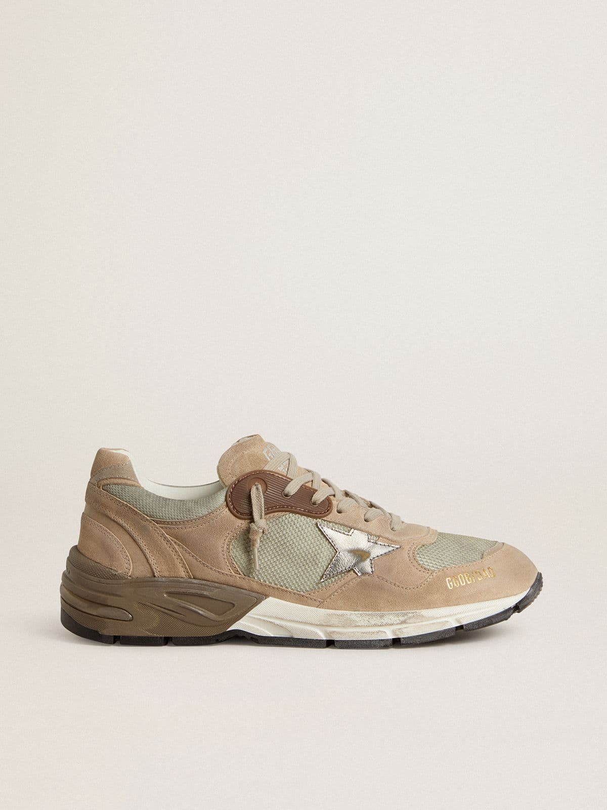 Men's Dad-Star in beige mesh and suede with silver leather star - Golden Goose Men