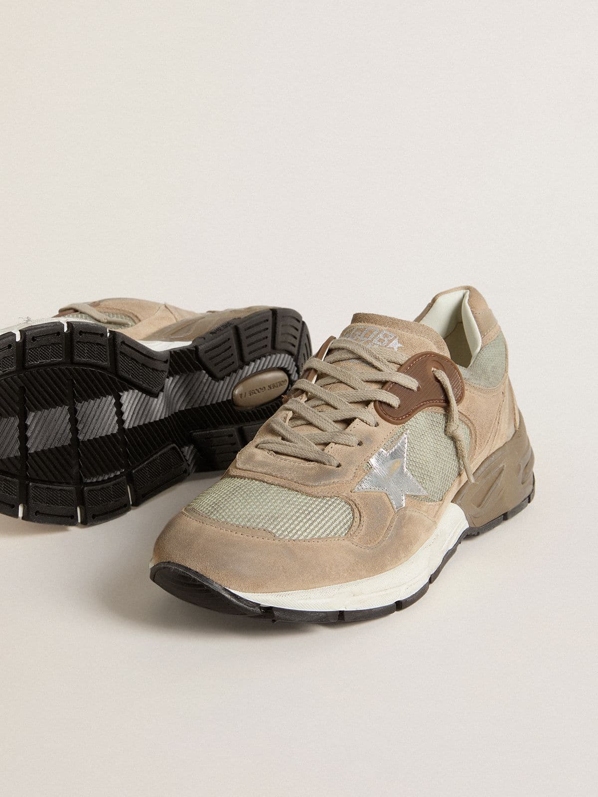 Men's Dad-Star in beige mesh and suede with silver leather star - Golden Goose Men
