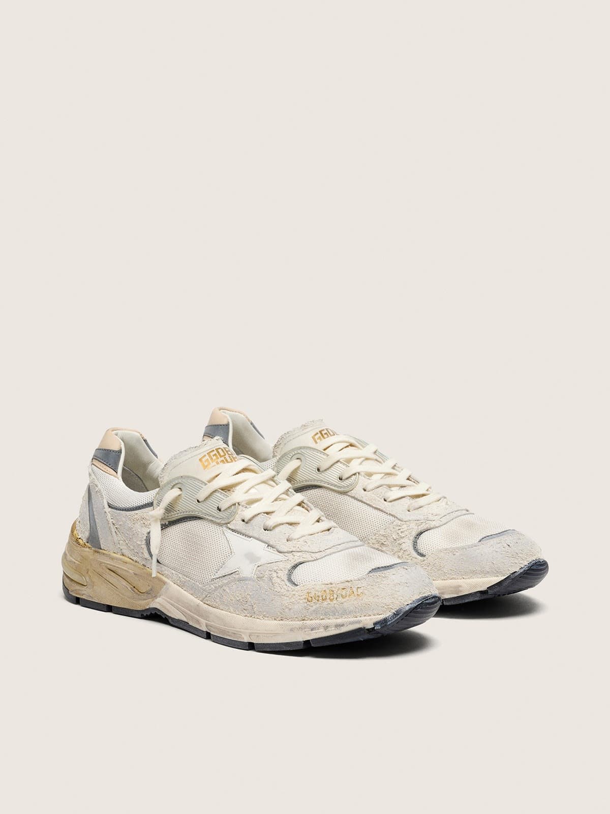Men's Dad-Star in suede and mesh with white leather star and beige leather heel tab - Golden Goose Men