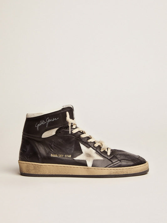 Sky-Star in black nappa leather with white leather star - Golden Goose Men