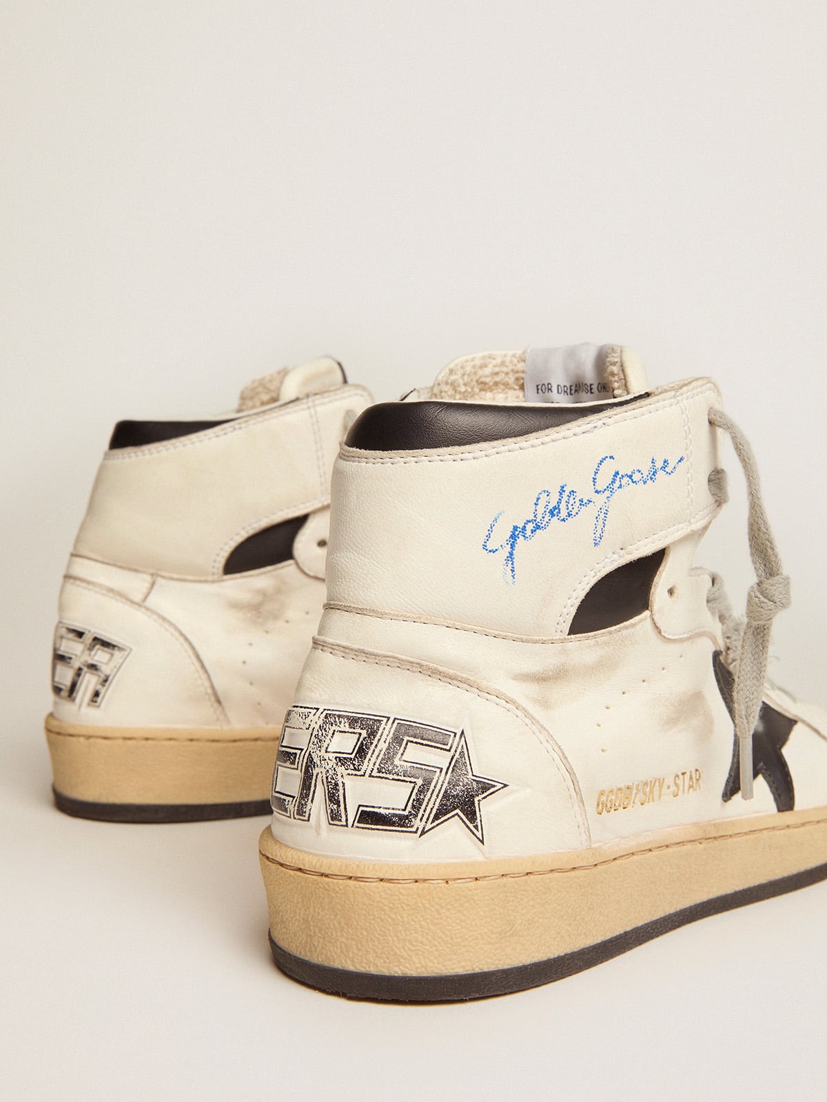 Sky-Star in white leather with black leather star - Golden Goose Men