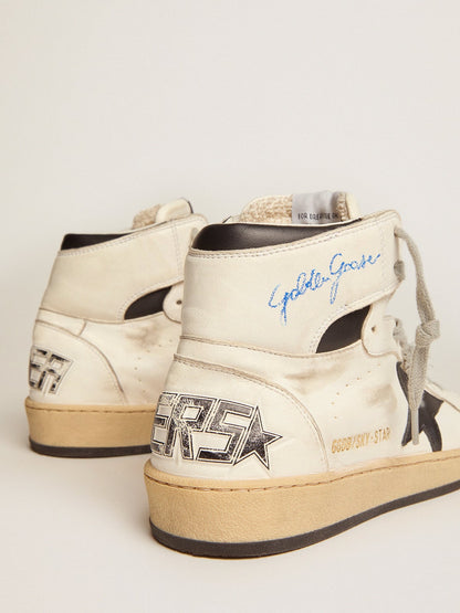 Sky-Star in white leather with black leather star - Golden Goose Men