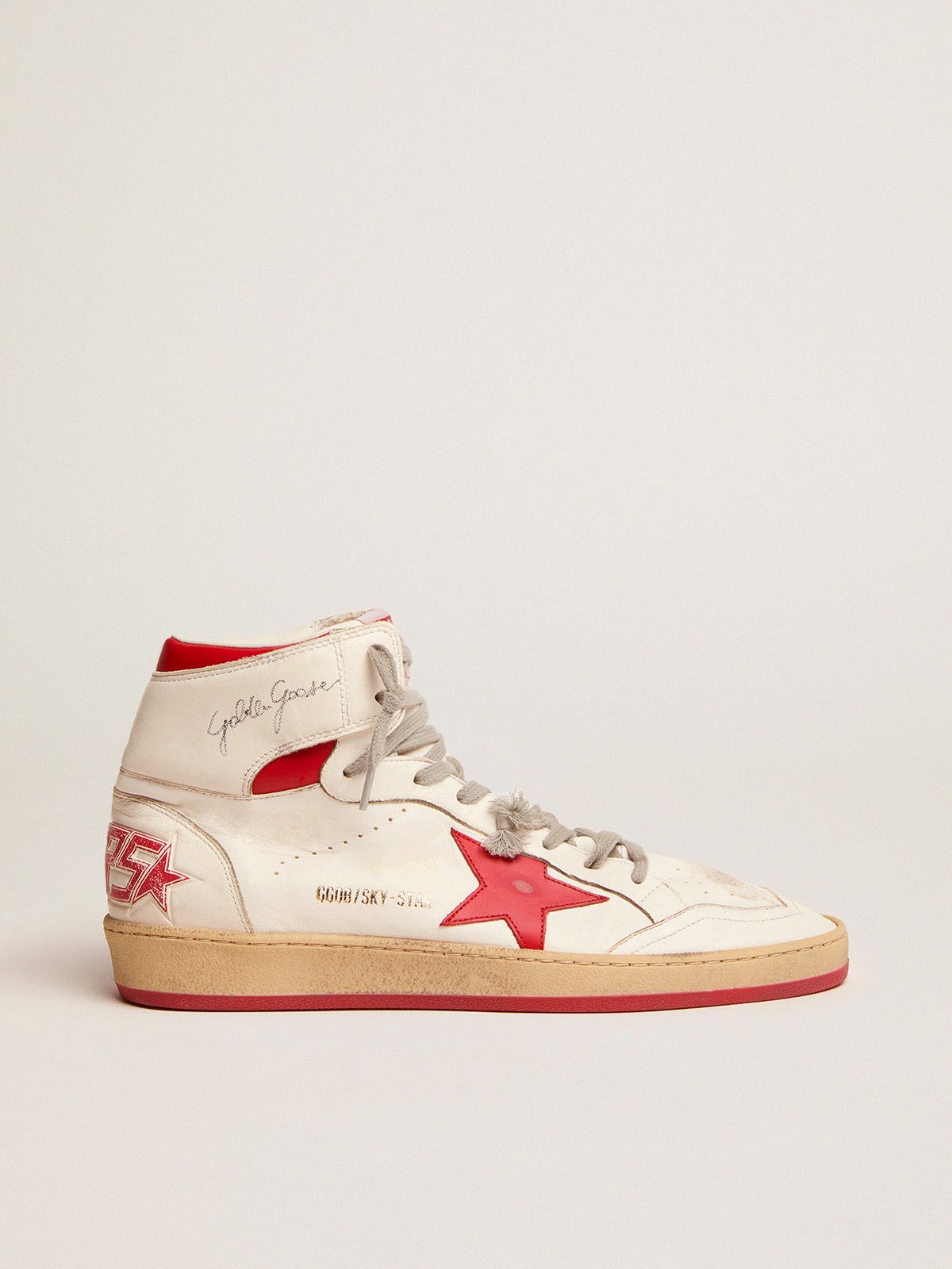 Men's Sky-Star with signature on the ankle and red inserts - Golden Goose Men