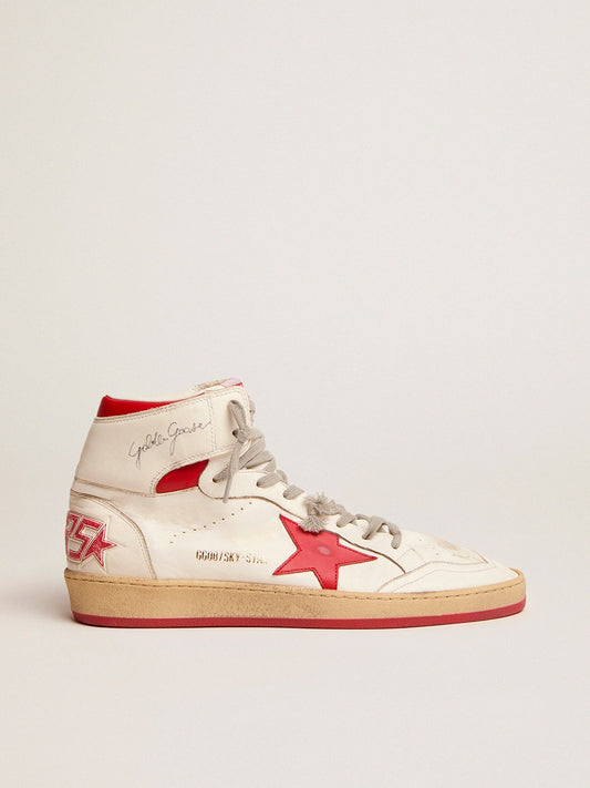 Men's Sky-Star with signature on the ankle and red inserts - Golden Goose Men