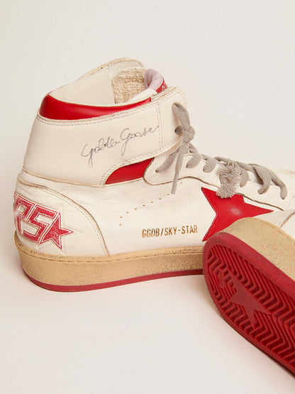 Men's Sky-Star with signature on the ankle and red inserts - Golden Goose Men