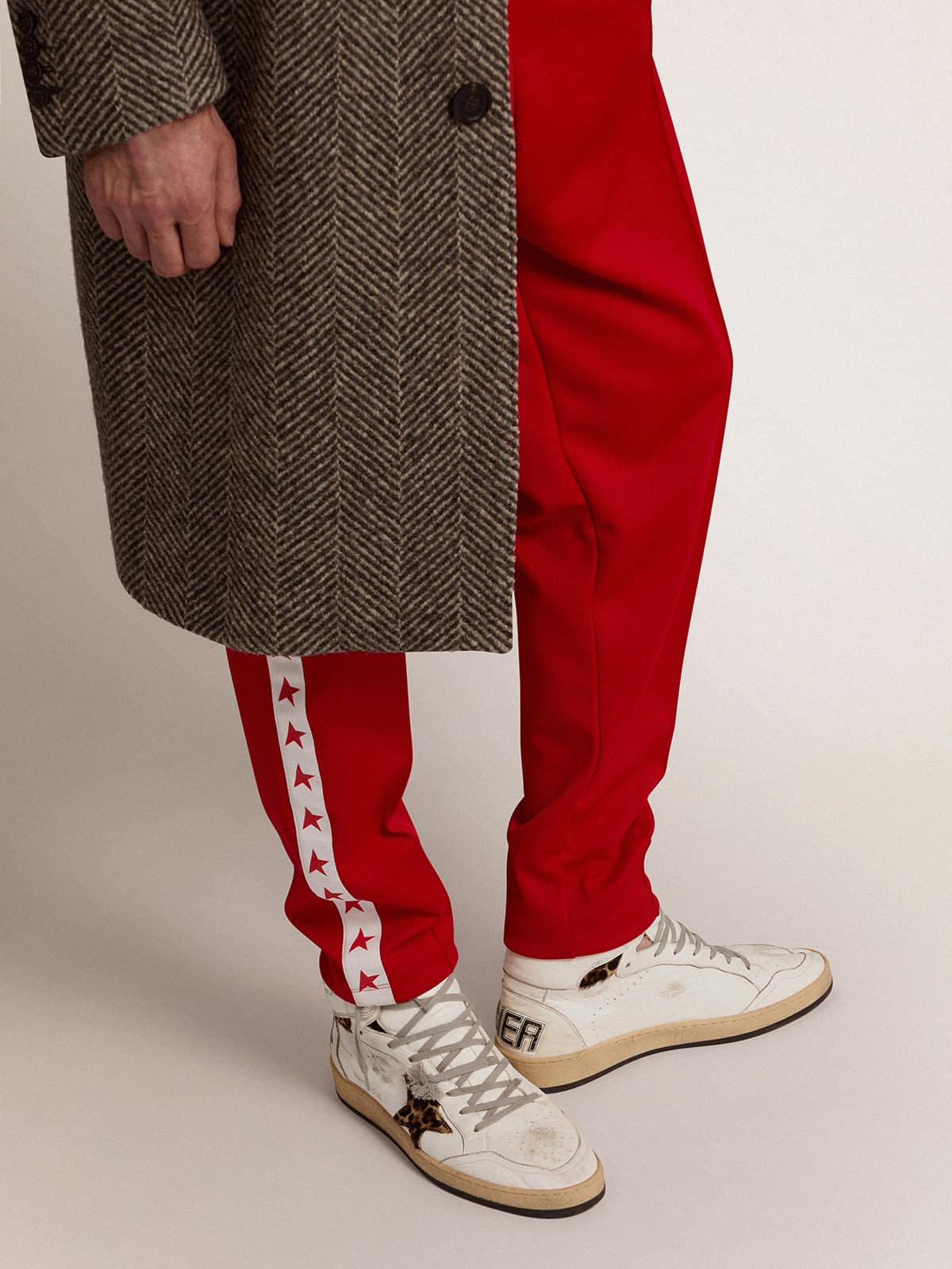 Sky-Star sneakers with signature on the ankle and leopard-print pony skin inserts - Golden Goose Men