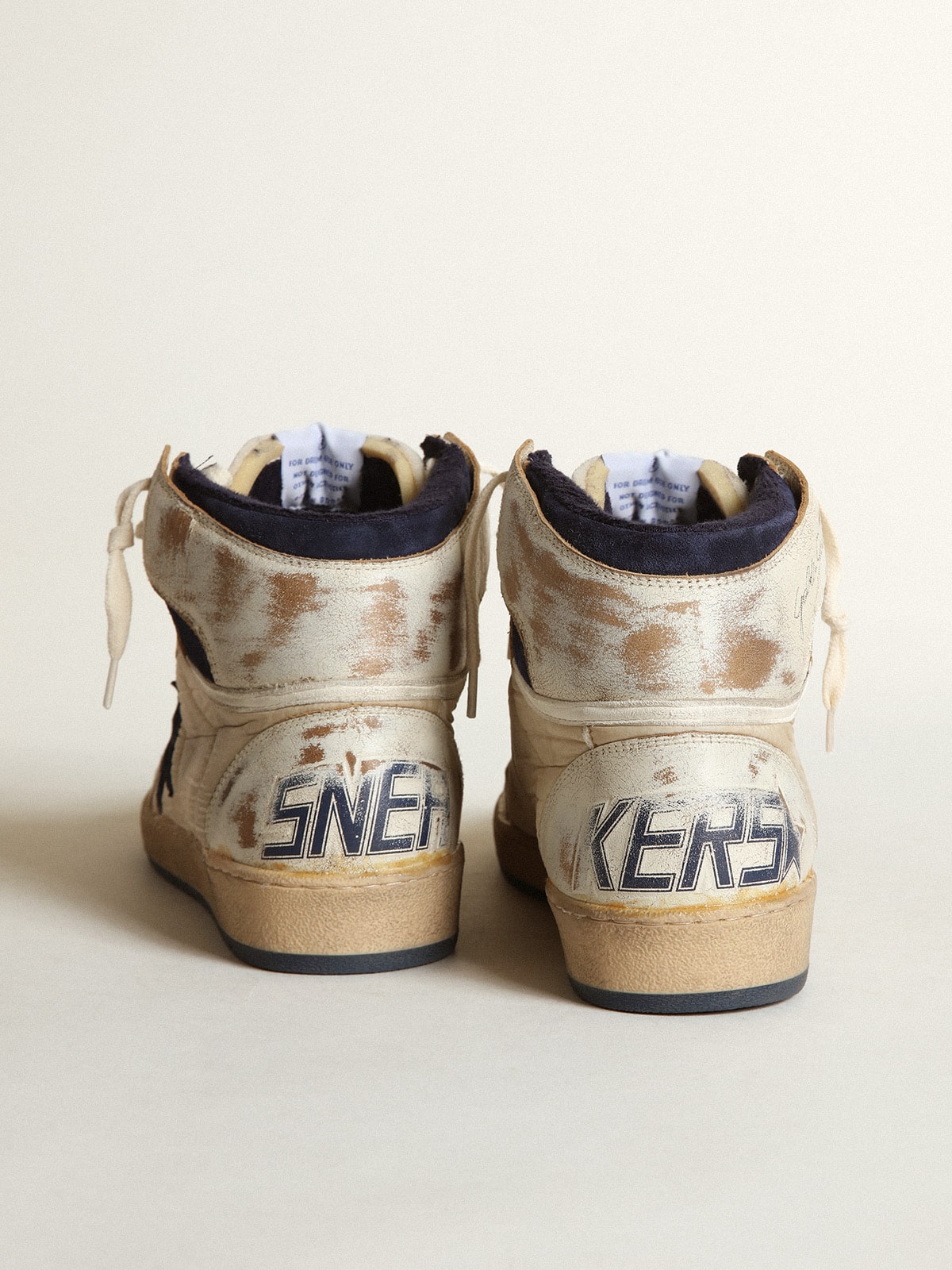 Men's Sky-Star in cream-colored nylon and leather with blue suede star - Golden Goose Men