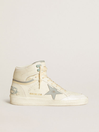 Men's Sky-Star in leather with light blue leather star and white heel tab - Golden Goose Men
