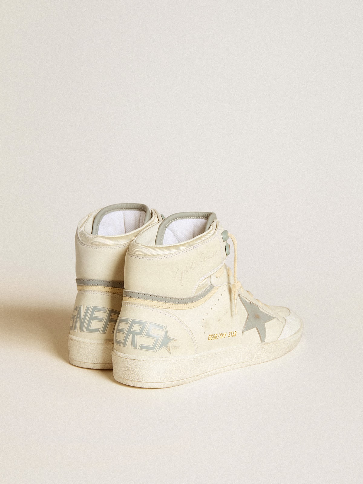 Men's Sky-Star in leather with light blue leather star and white heel tab - Golden Goose Men