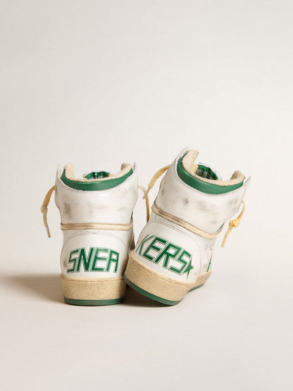 Sky-Star in white leather with green leather star - Golden Goose Men
