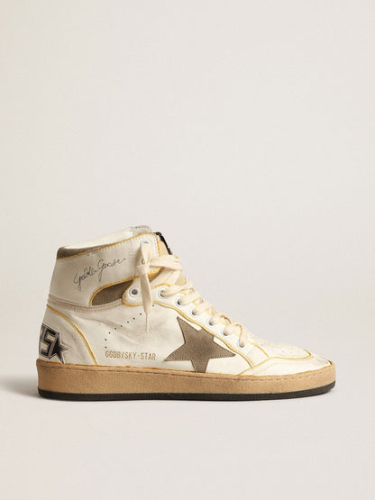 Men’s Sky-Star in white nappa leather with dove-gray suede star - Golden Goose Men