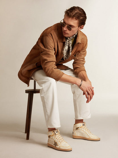 Men’s Sky-Star in white nappa leather with dove-gray suede star - Golden Goose Men
