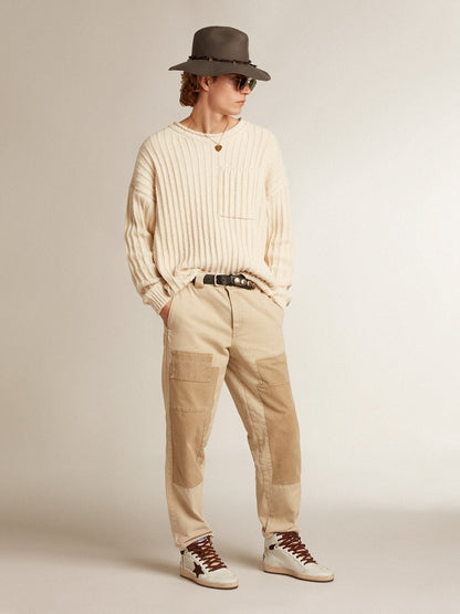 Men’s Sky-Star in white nappa leather with a chocolate suede star - Golden Goose Men