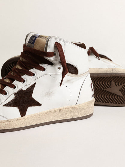 Men’s Sky-Star in white nappa leather with a chocolate suede star - Golden Goose Men