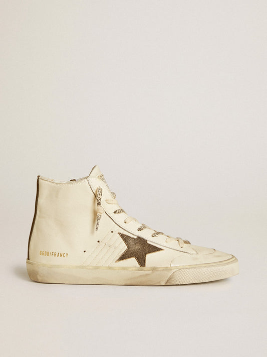 Francy Penstar in nappa with black suede star and cotton heel tab - Golden Goose Men