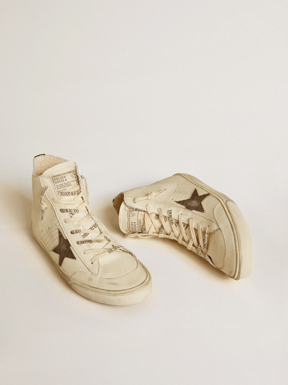 Francy Penstar in nappa with black suede star and cotton heel tab - Golden Goose Men