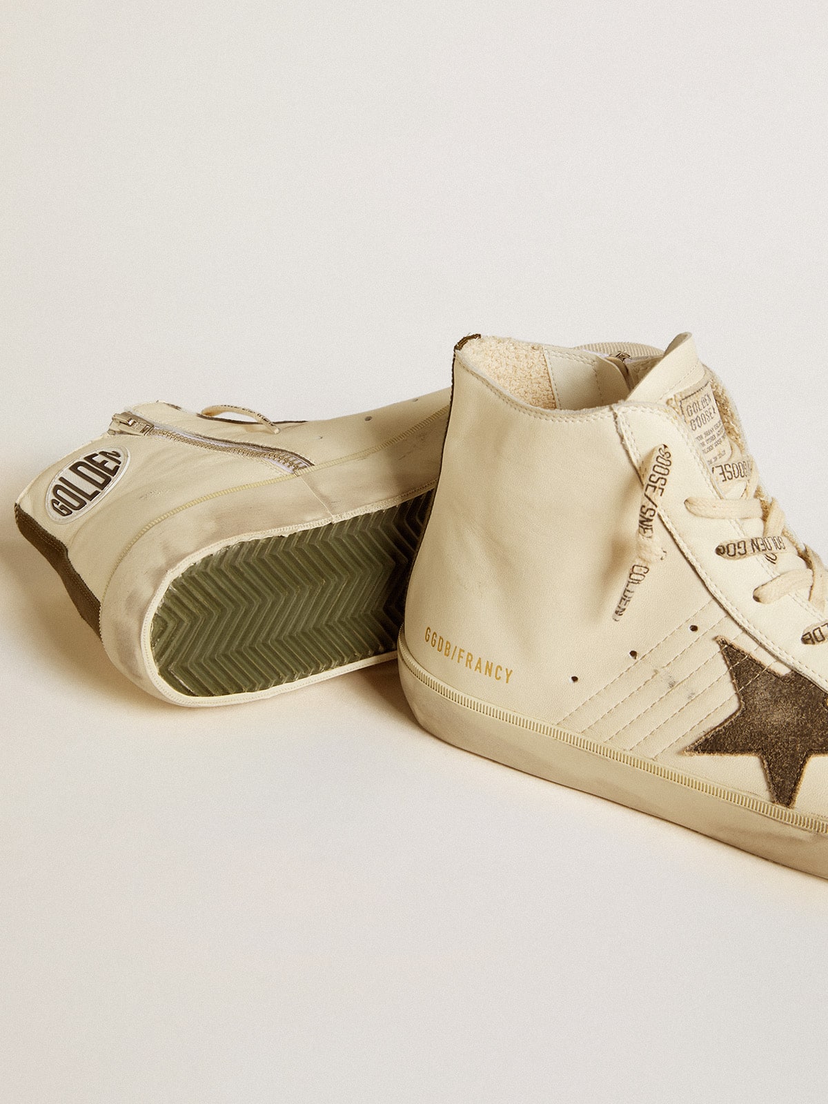 Francy Penstar in nappa with black suede star and cotton heel tab - Golden Goose Men