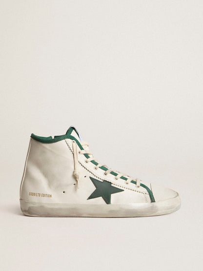 Men's Francy LTD in white nappa leather with green rubber star - Golden Goose Men