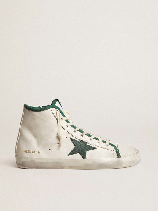 Men's Francy LTD in white nappa leather with green rubber star - Golden Goose Men