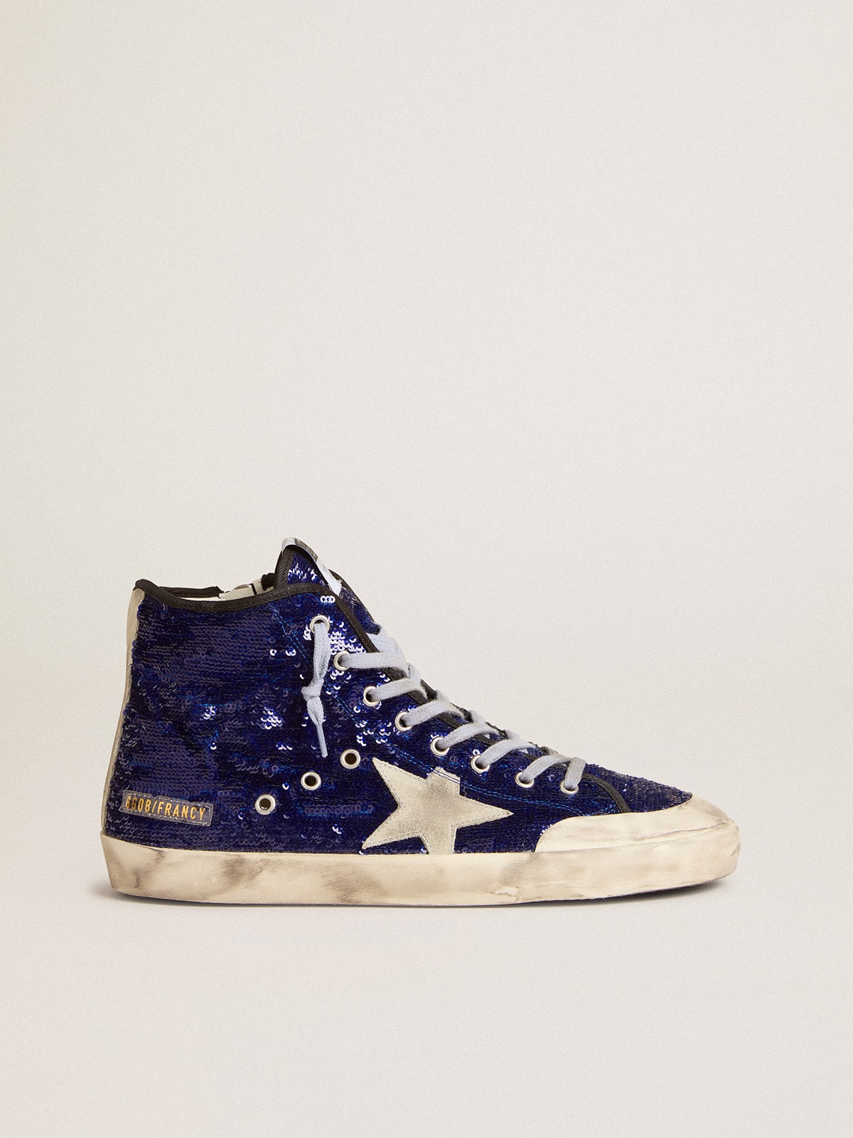 Men's Francy Penstar in blue sequins with ice-gray suede star - Golden Goose Men