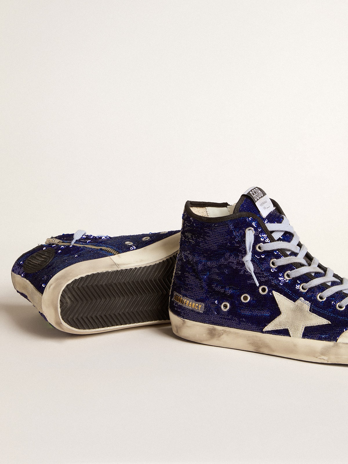 Men's Francy Penstar in blue sequins with ice-gray suede star - Golden Goose Men