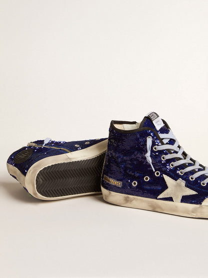 Men's Francy Penstar in blue sequins with ice-gray suede star - Golden Goose Men